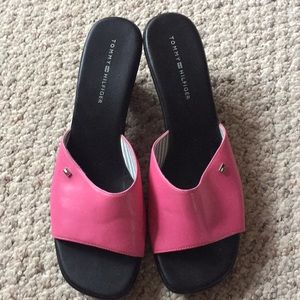Pink wedge slide sandals Tommy Hilfiger